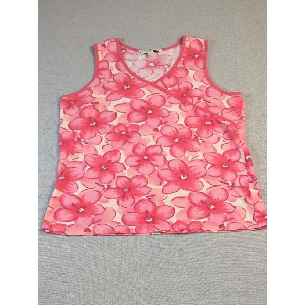 Tommy Hilfiger women's pink floral sleeveless tank top, size 1X‎